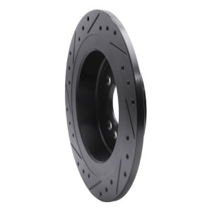 Mini Cooper Brake Rotor (1) - Rear Right - R1 Concepts - Drilled & Slotted - Black - `09-`14